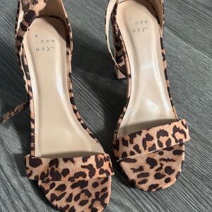 a new day Leopard Print Block Heel Sandals - Brown/Tan